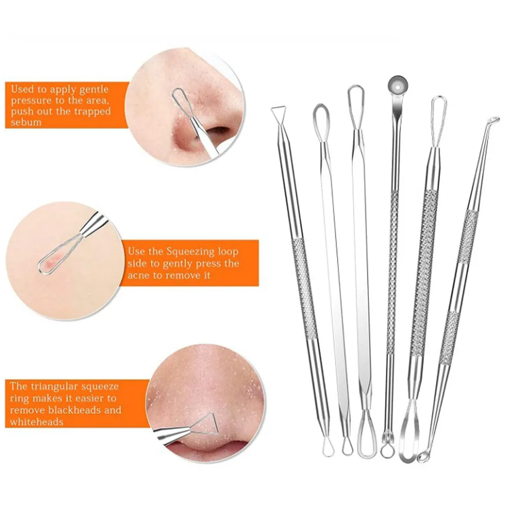 15Pcs  Stainless Steel Blackhead Remover Pimple Popper Tools Kit with Metal Case