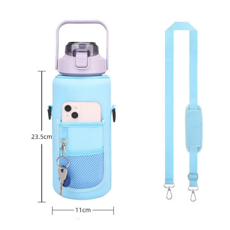 2L Diving Material Water Bottle Cover Case with Strap(Black Glue Buckle)