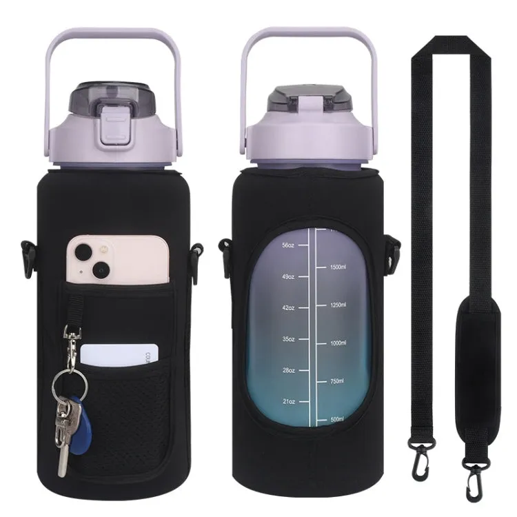 2L Diving Material Water Bottle Cover Case with Strap(Black Glue Buckle)