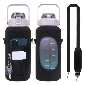 2L Diving Material Water Bottle Cover Case with Strap(Black Metal Buckle)