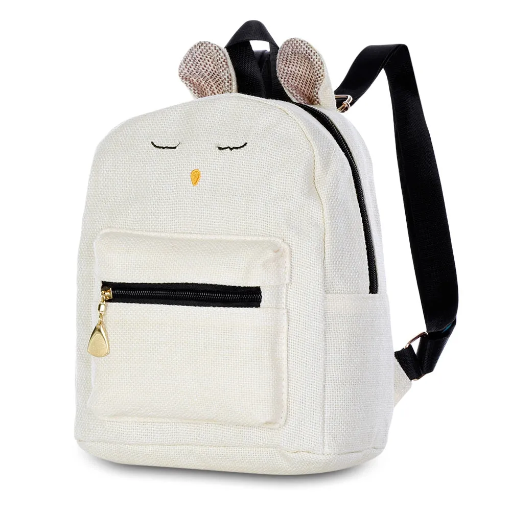 3pcs Cotton Cute Women Backpack Shoulder Crossbody with Wristlet