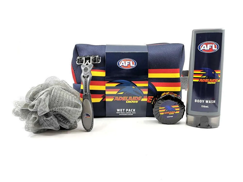 AFL Toiletry Gift Set - Adelaide Crows - Bag Body Wash Razor Soap Loofah