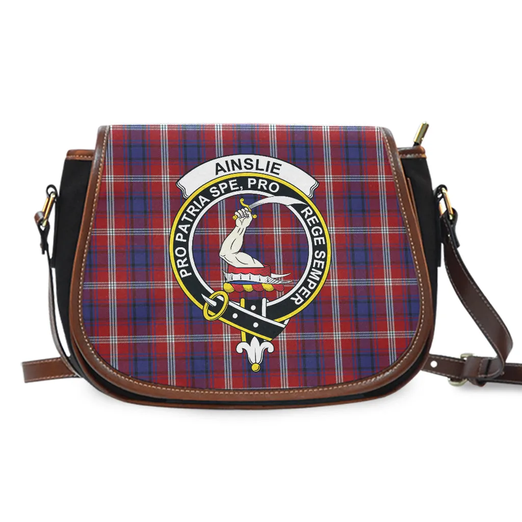 Ainslie Tartan Saddle Bag with Family Crest