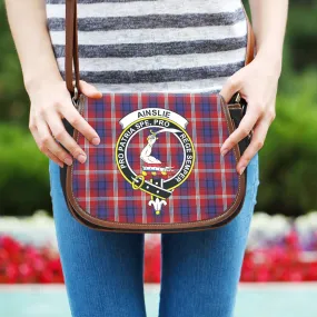 Ainslie Tartan Saddle Bag with Family Crest