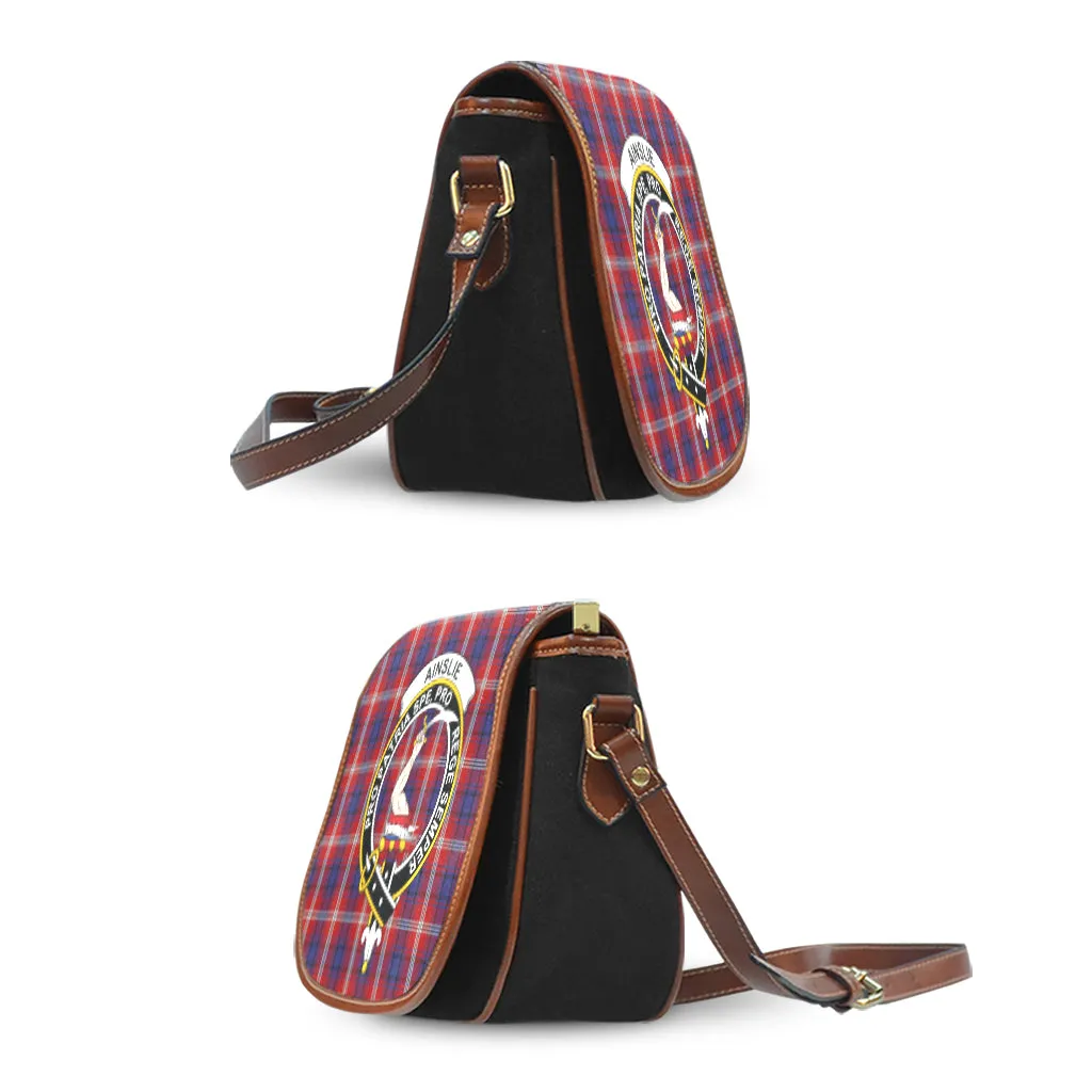 Ainslie Tartan Saddle Bag with Family Crest