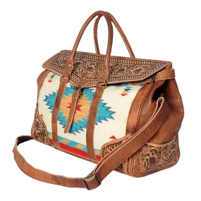 American Darling Aztec & Brown Leather Duffle Bag ADBG588