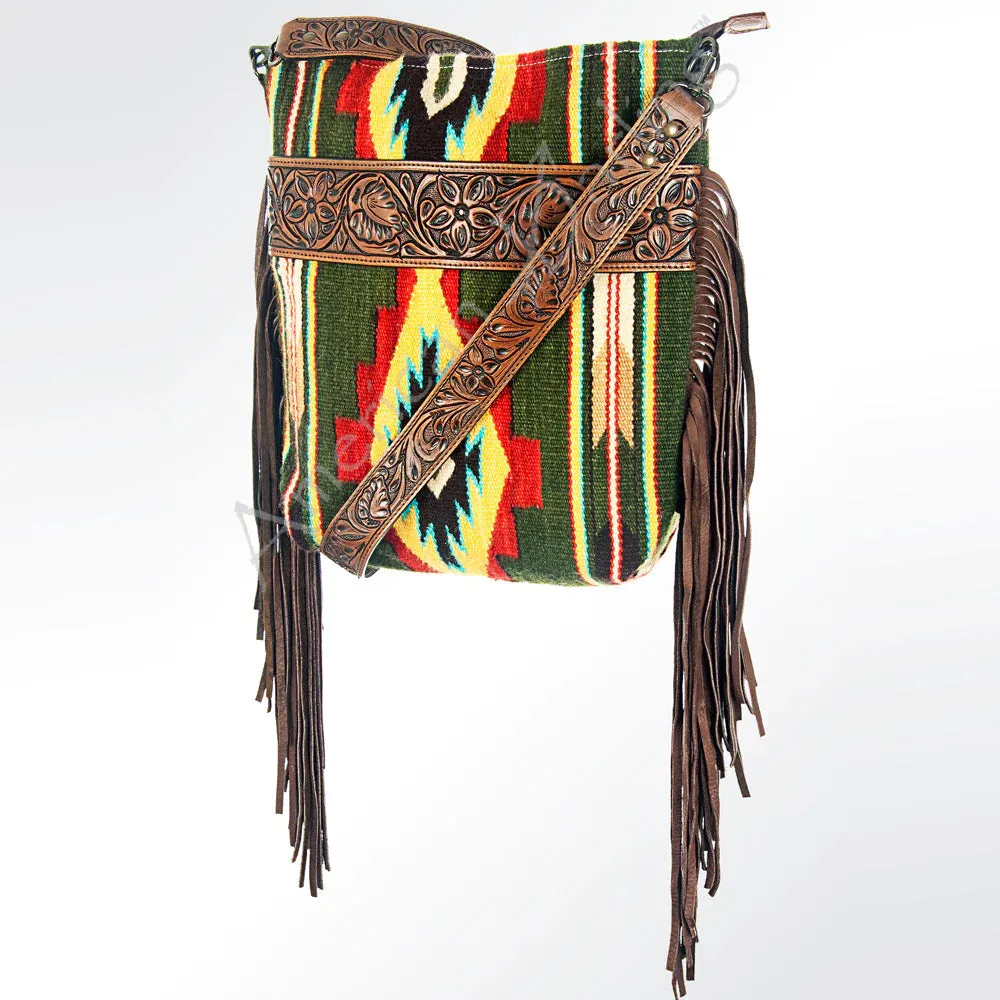 American Darling Tooled Green Aztec Bag