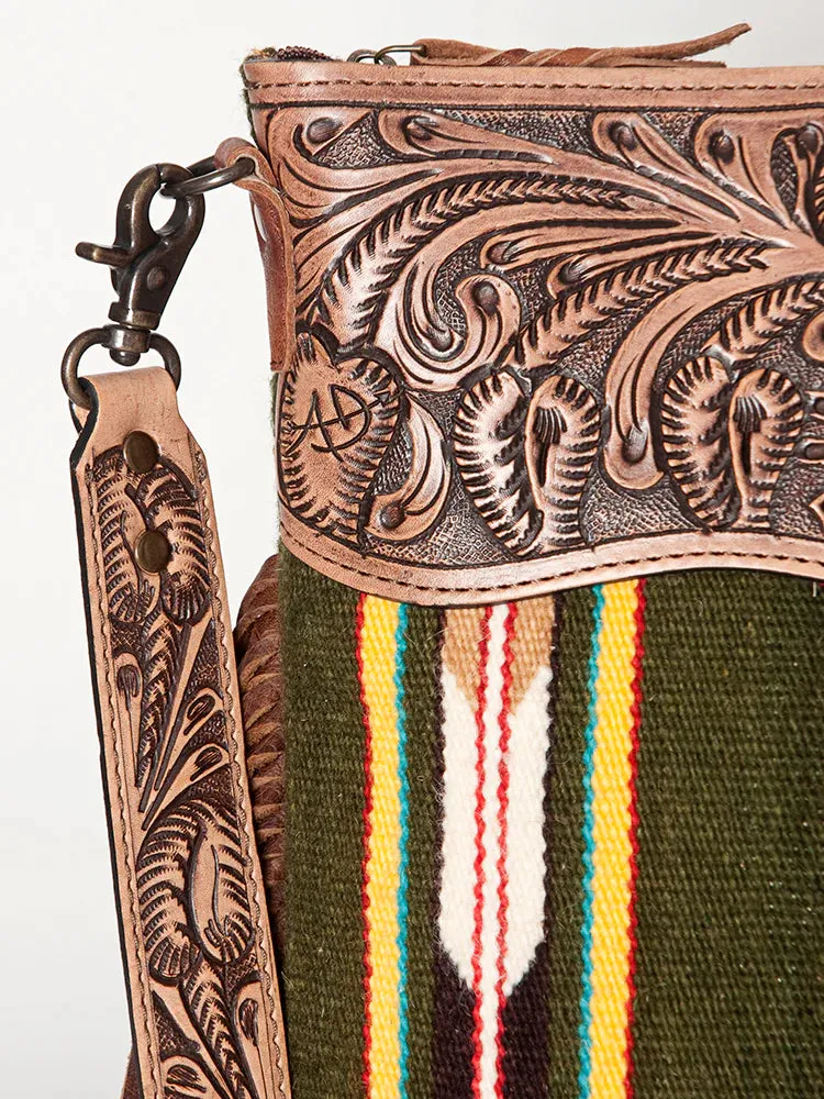 American Darling Tooled Green Aztec Bag