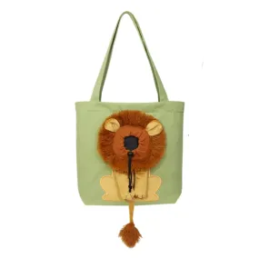 AnyWags Cat Handbag 35cm Light Green 3D Lion Soft Collar Pets Carrier Luggage Small Dog Travel Tote Bag With Pet Canvas