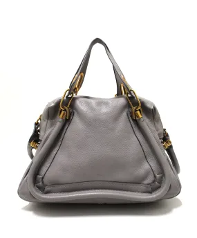 Authentic Chloe Paraty Grey Calfskin Leather Medium Shoulder Bag