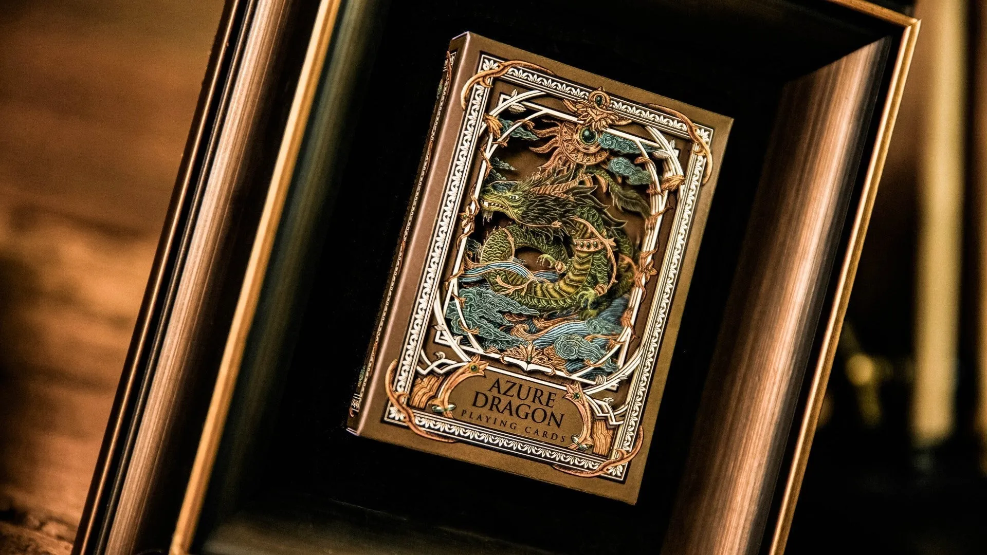 Azure Dragon Playing Cards - Wooden Frame Collector’s Set