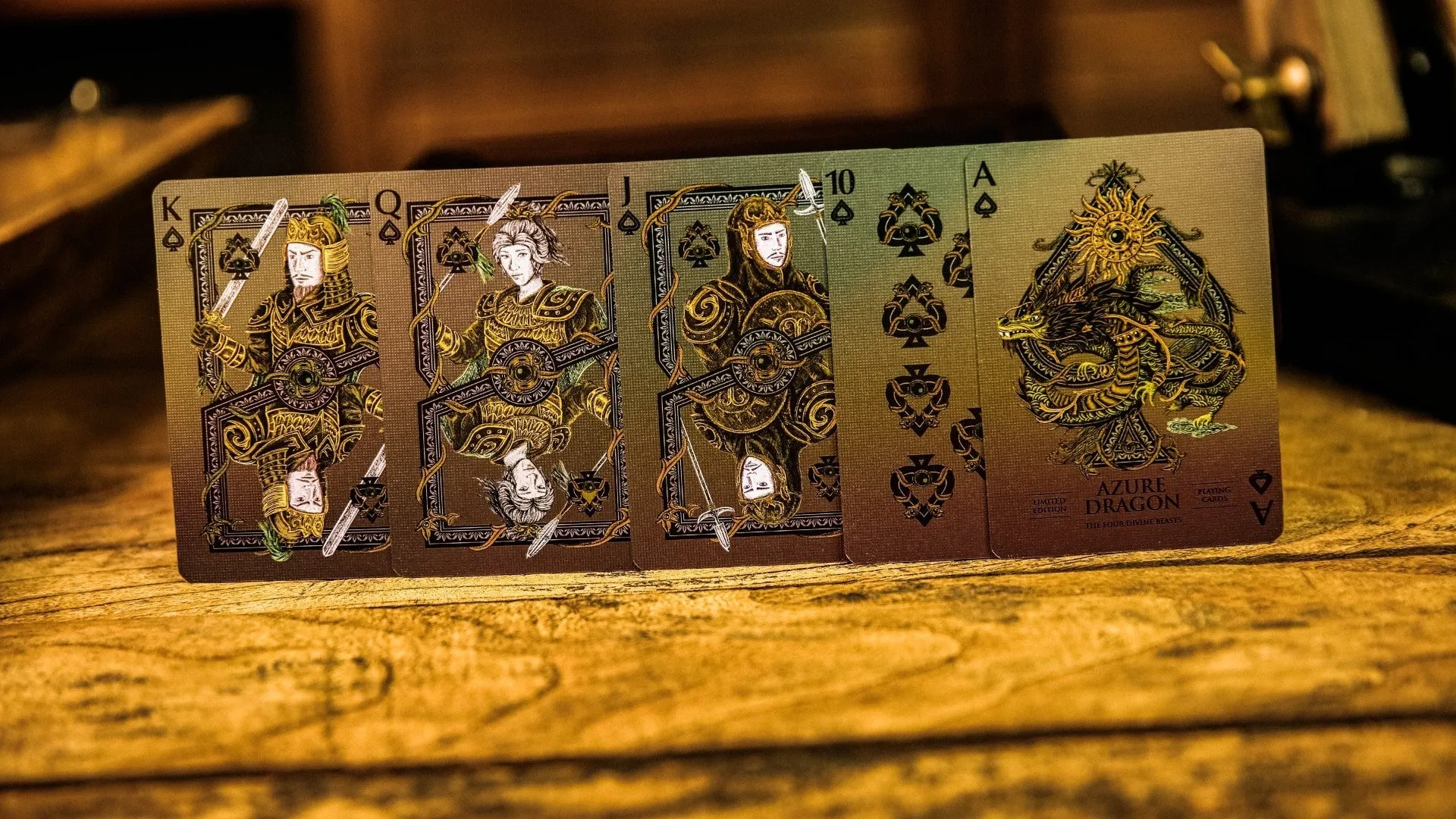 Azure Dragon Playing Cards - Wooden Frame Collector’s Set