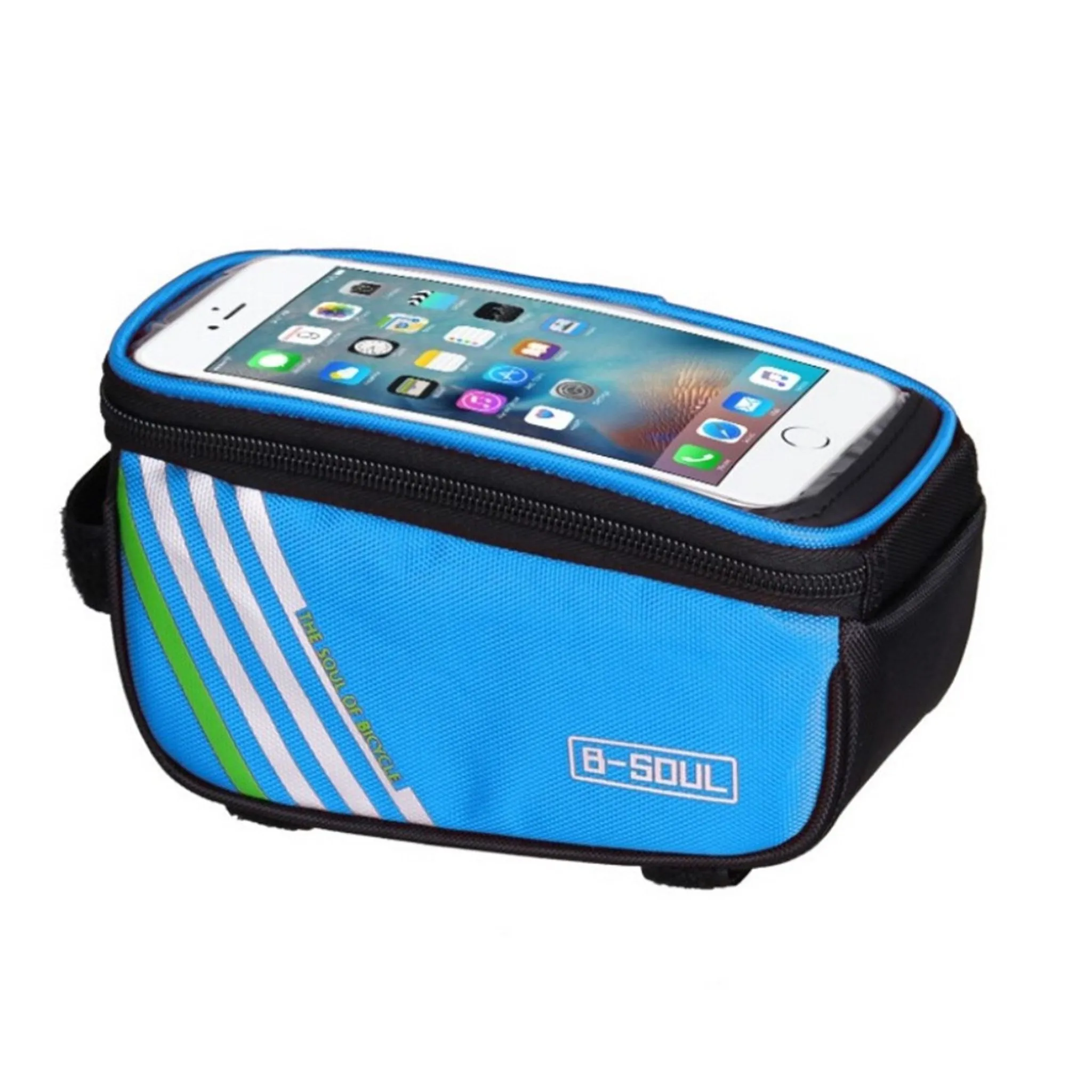 B-SOUL bicycle bike storage bag with touch screen view - Blue