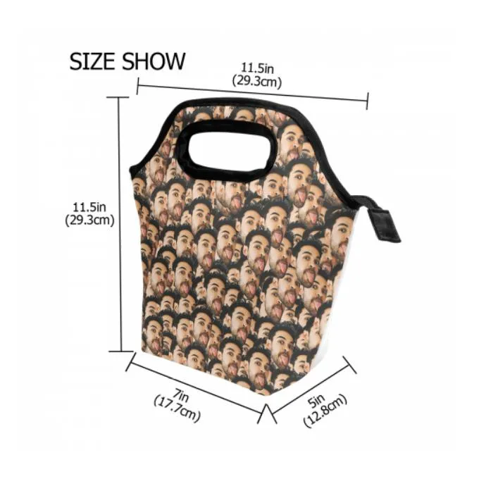 Back To School Gifts Personalized Mash Face Photo Insulation Lunch Bag