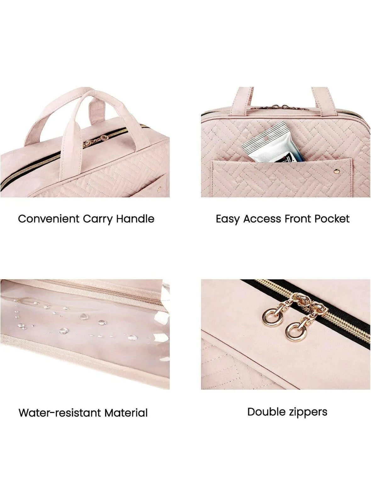 BAGSMART Toiletry Bag Travel Bag with Hanging Hook, Water-resistant Makeup Cosmetic Bag