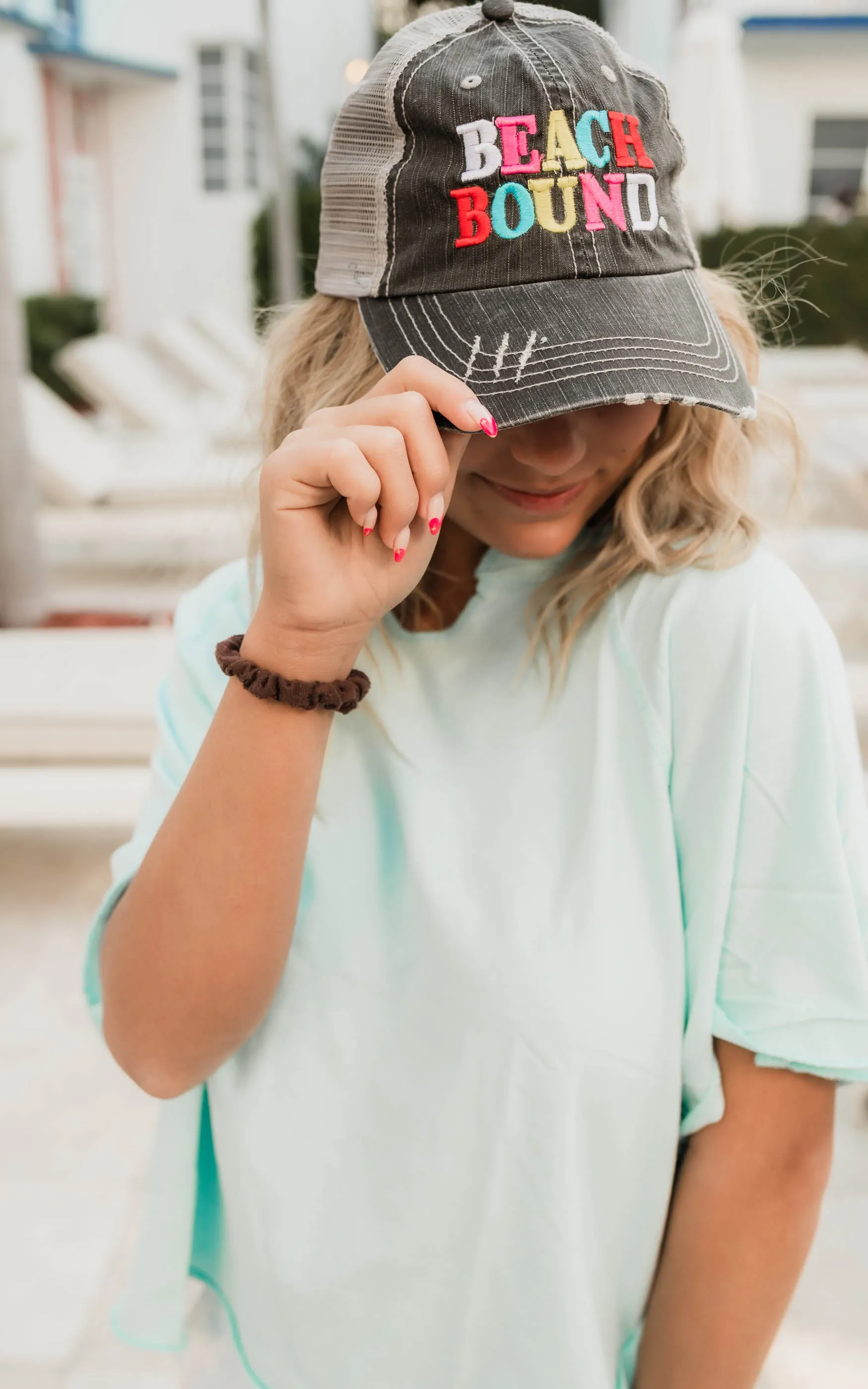 Beach Bound Trucker Hat - Rainbow Color**