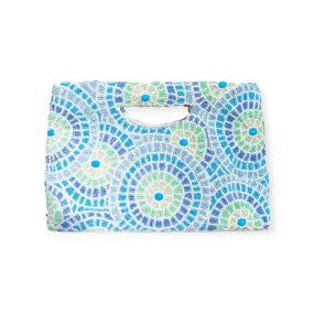 Beaded Statement Clutch, Seaglass Radiant Circle Mosaic, Bespoke Design