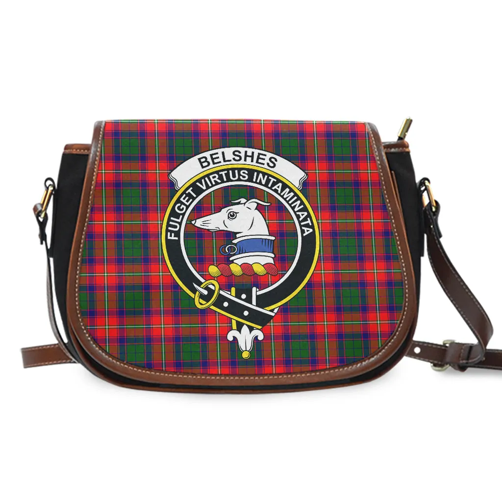 Belshes Tartan Saddle Bag with Family Crest