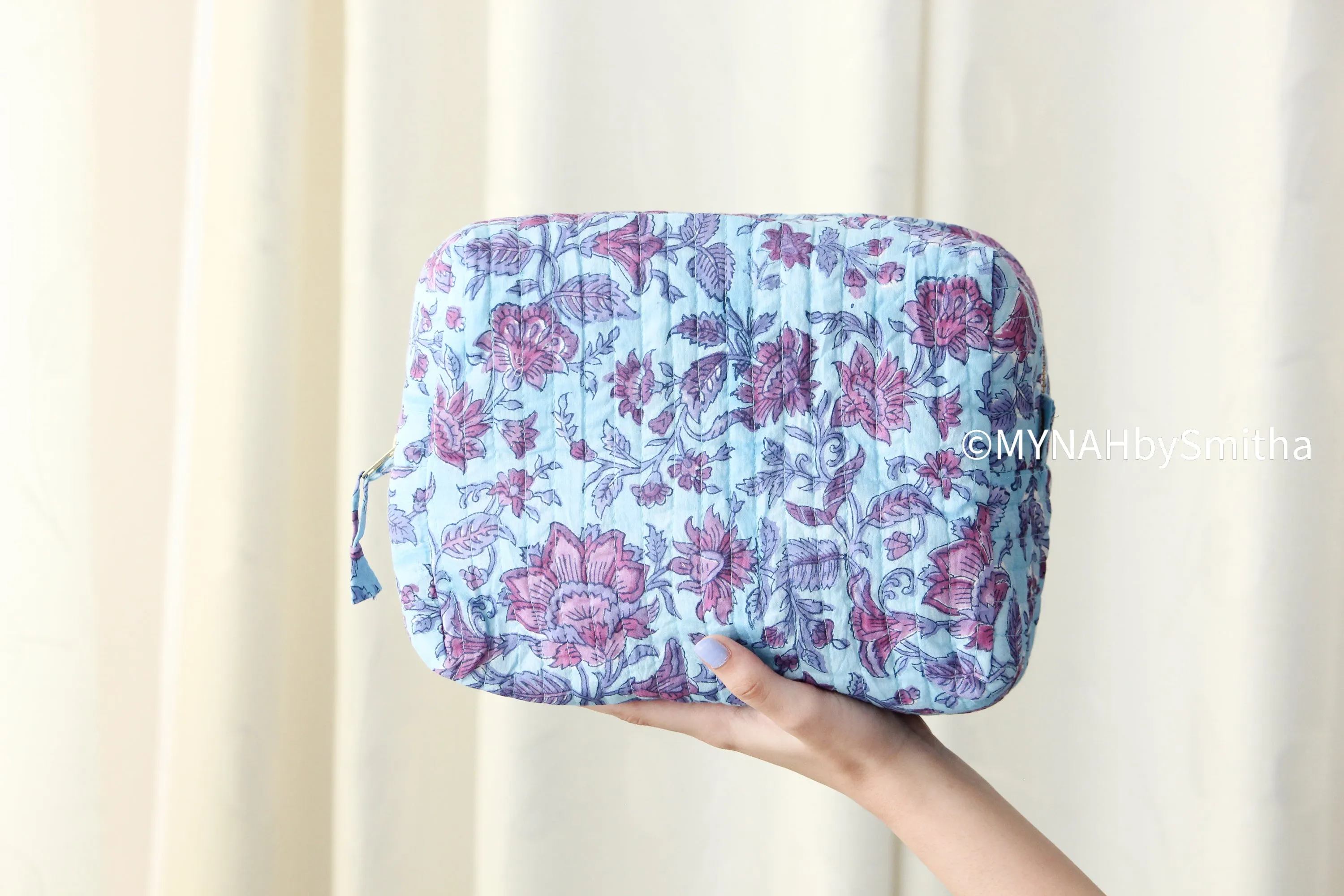 'Berry beautiful' printed toiletry/makeup zipper pouch