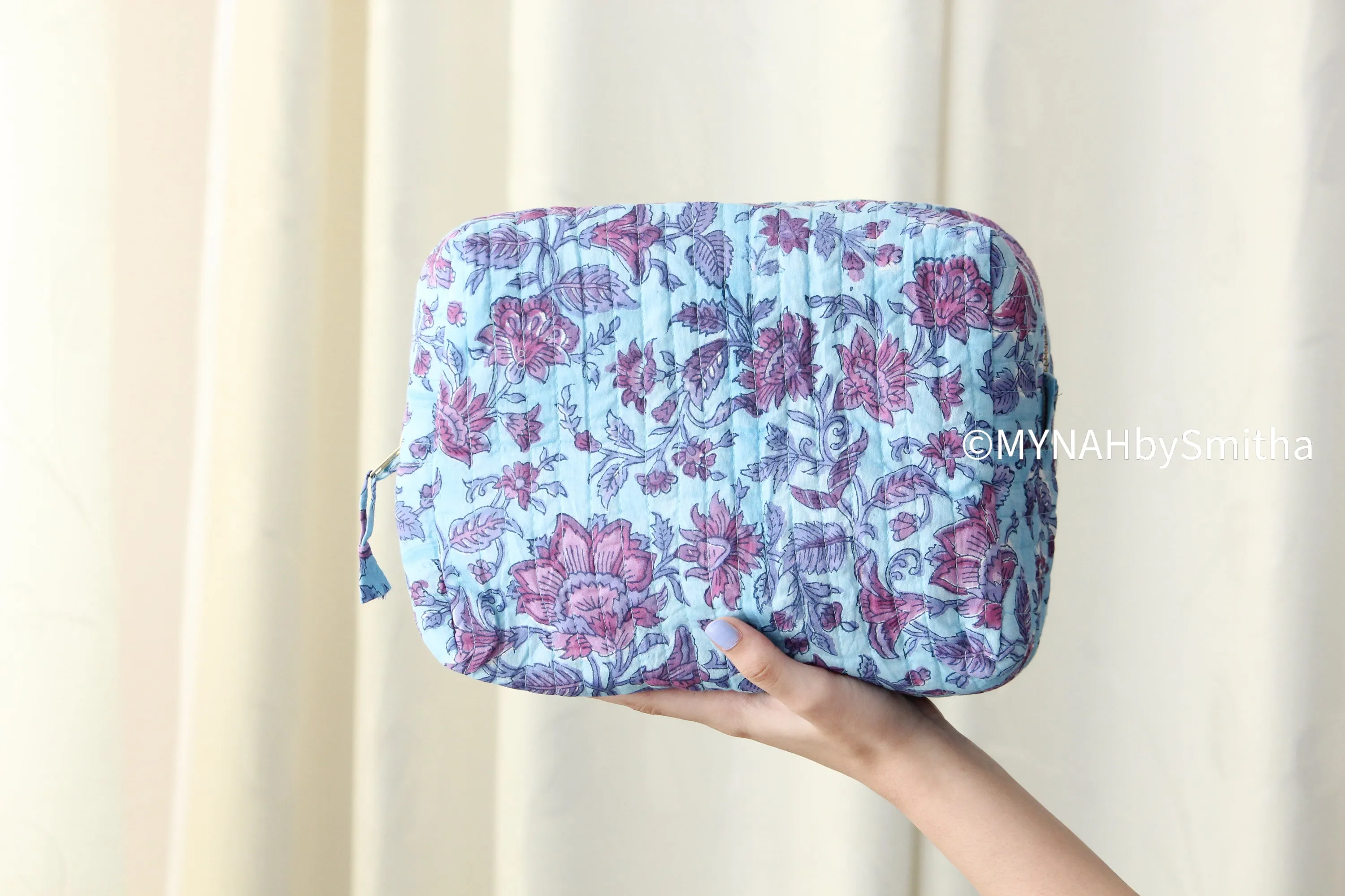 'Berry beautiful' printed toiletry/makeup zipper pouch