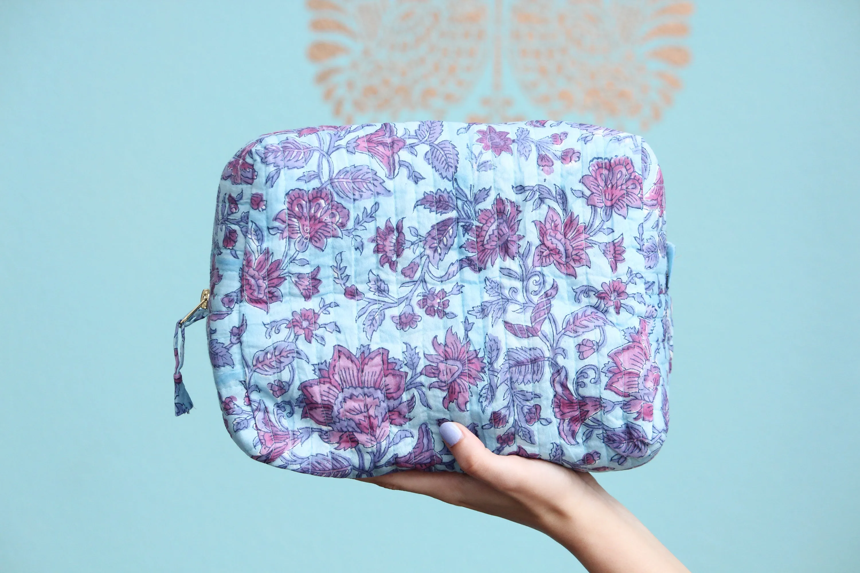 'Berry beautiful' printed toiletry/makeup zipper pouch