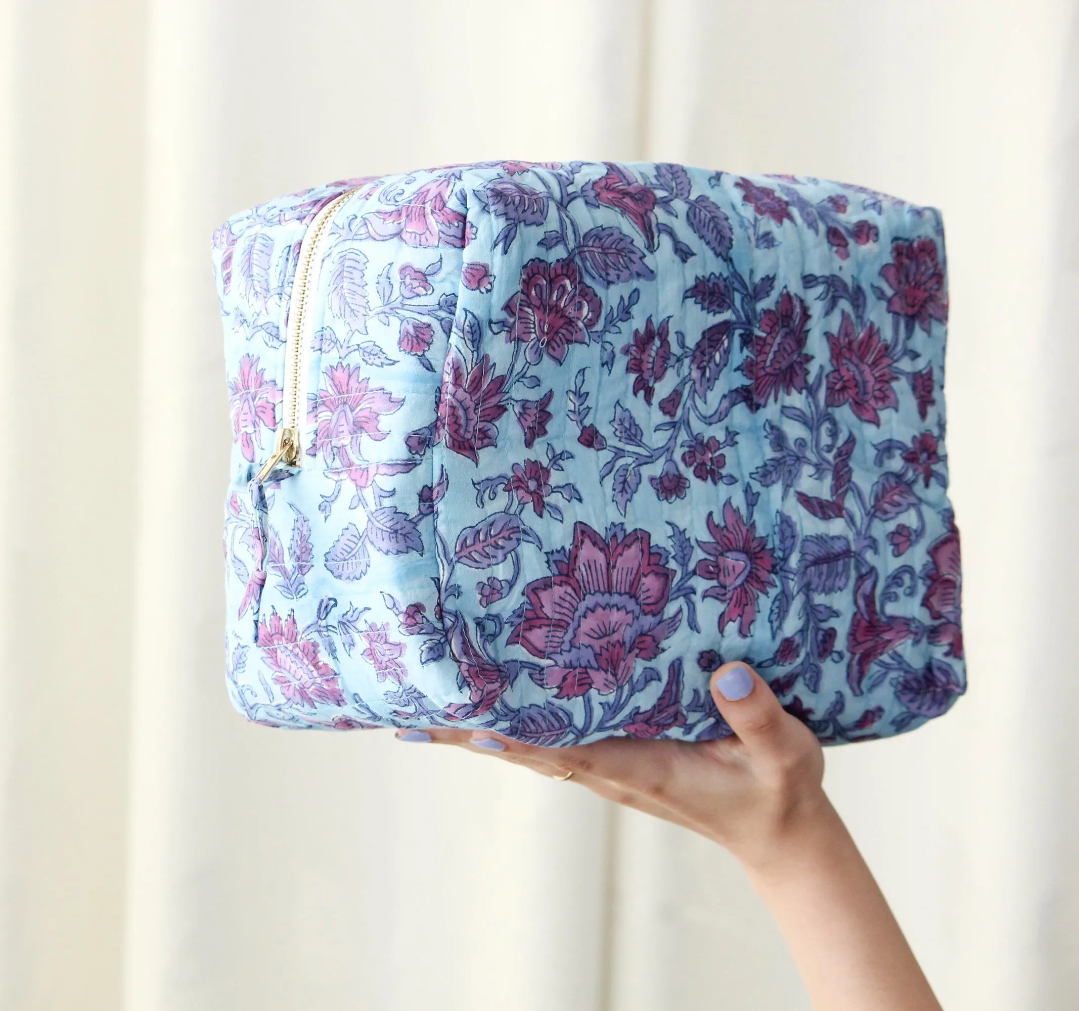 'Berry beautiful' printed toiletry/makeup zipper pouch