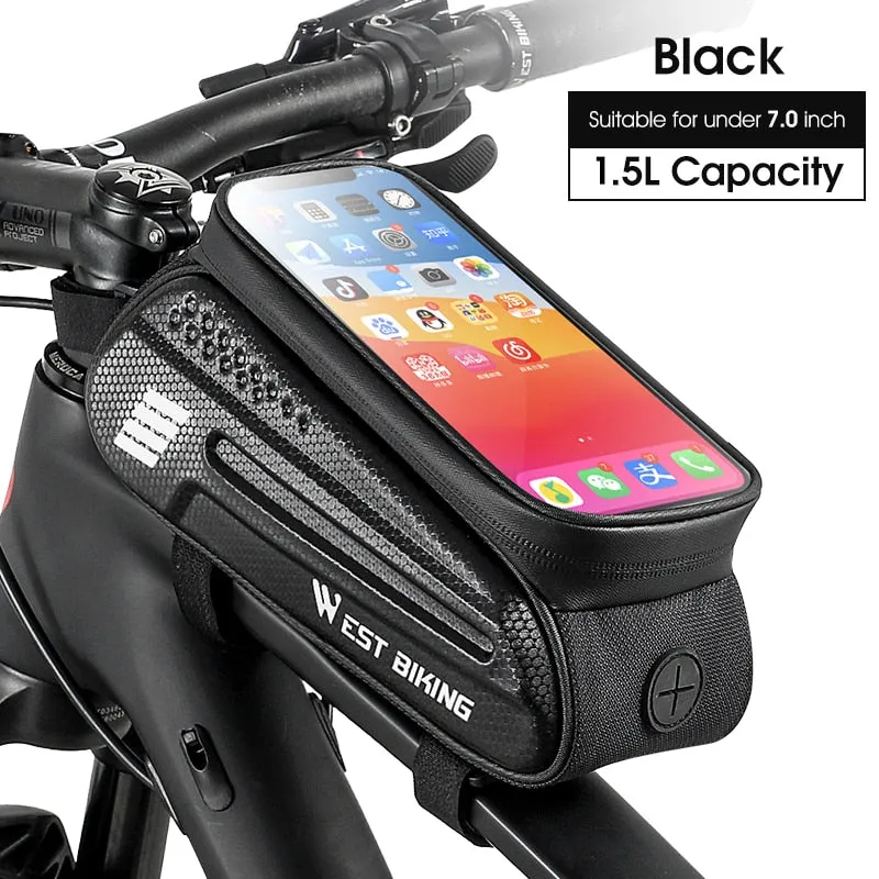 Bicycle Bag Front Frame MTB Bike Bag Waterproof Touch Screen Top Tube 6-7.2 Inch Phone Bag Case Cycling Accessories