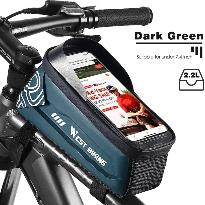 Bicycle Bag Front Frame MTB Bike Bag Waterproof Touch Screen Top Tube 6-7.2 Inch Phone Bag Case Cycling Accessories