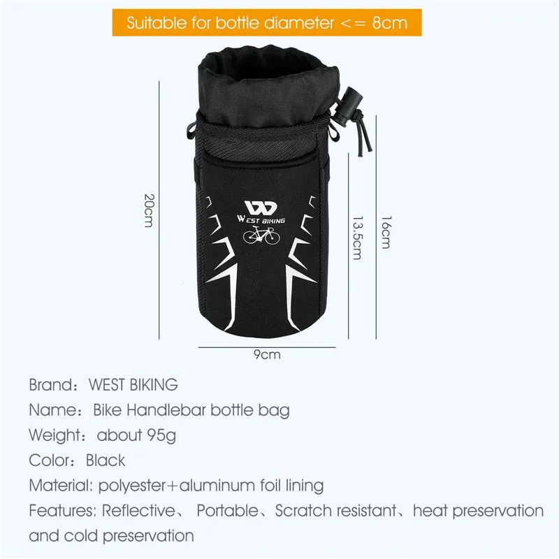 Bicycle Bag Insulated Water Bottle Container Drawstring Kettle Cup Holder Cycling Reflective Portable Bicycle Bag