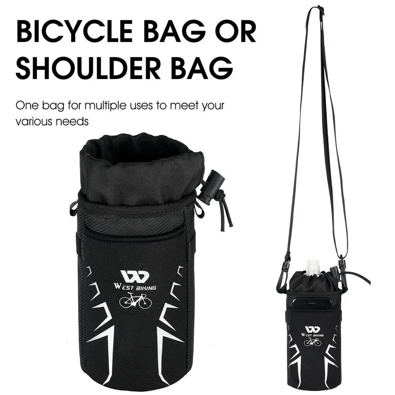 Bicycle Bag Insulated Water Bottle Container Drawstring Kettle Cup Holder Cycling Reflective Portable Bicycle Bag