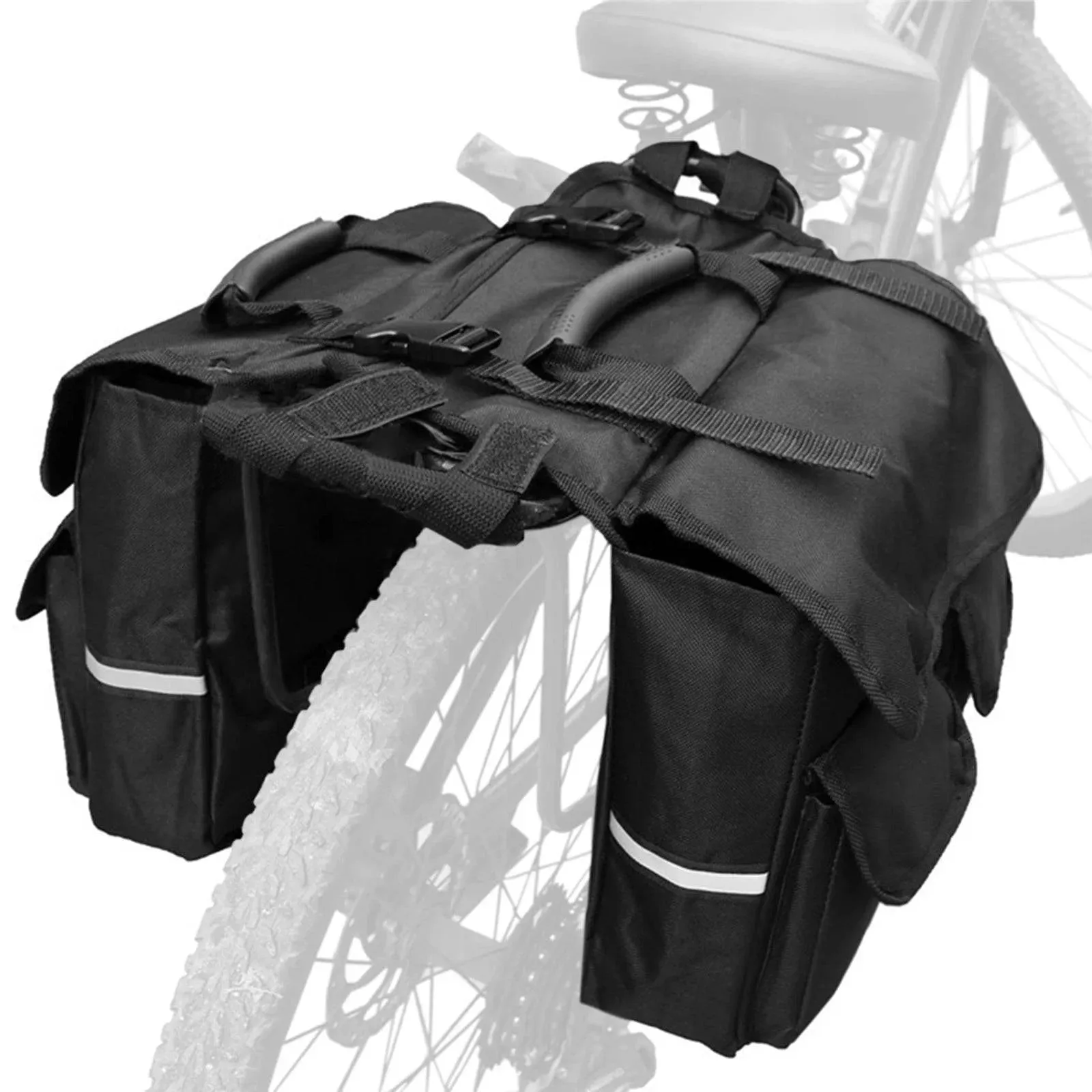 Bicycle Saddle Bag Oxford Cloth Back Pannier Bags Bike Rear Seat Bag Bike Rear Saddle Bag with Reflective Trim