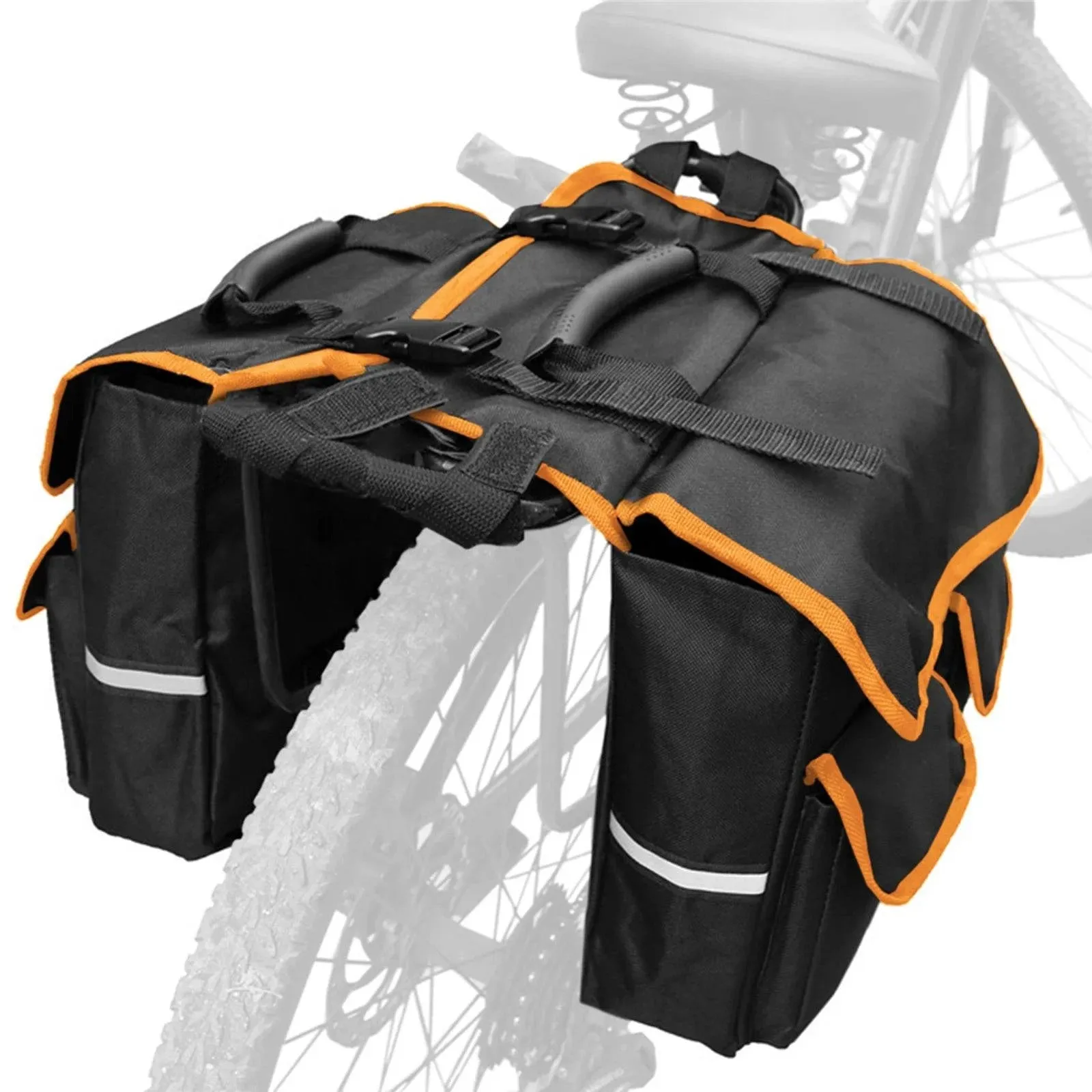 Bicycle Saddle Bag Oxford Cloth Back Pannier Bags Bike Rear Seat Bag Bike Rear Saddle Bag with Reflective Trim