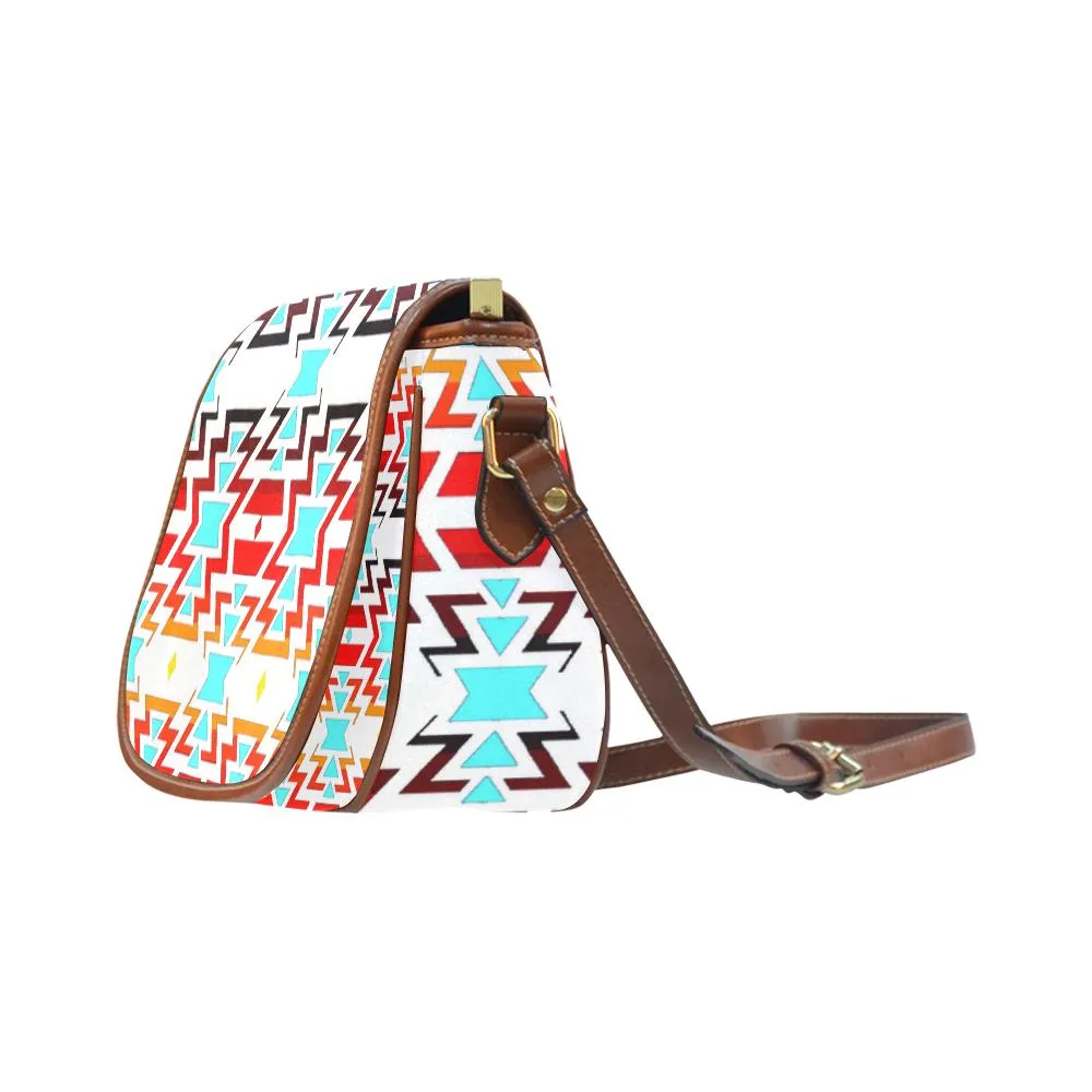 Big Pattern Fire Colors and Sky white final Saddle Bag/Small