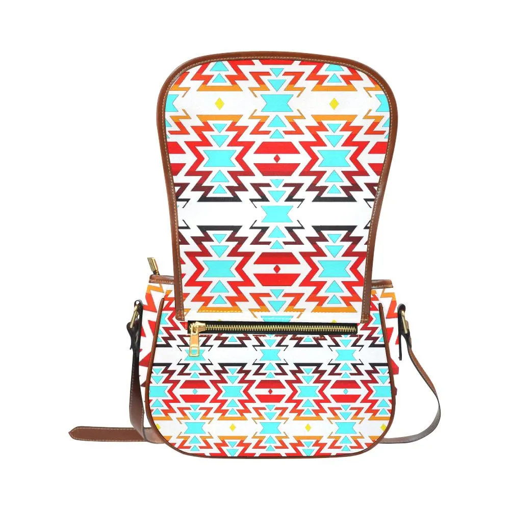 Big Pattern Fire Colors and Sky white final Saddle Bag/Small