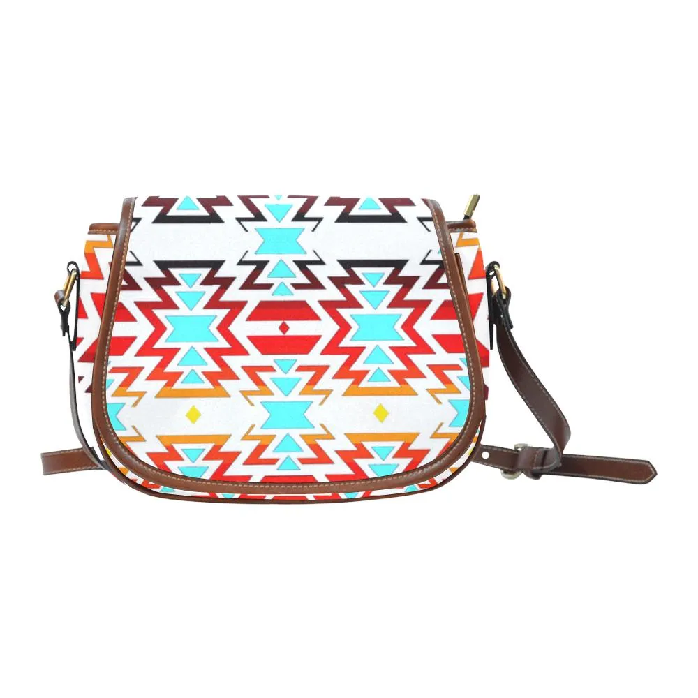 Big Pattern Fire Colors and Sky white final Saddle Bag/Small