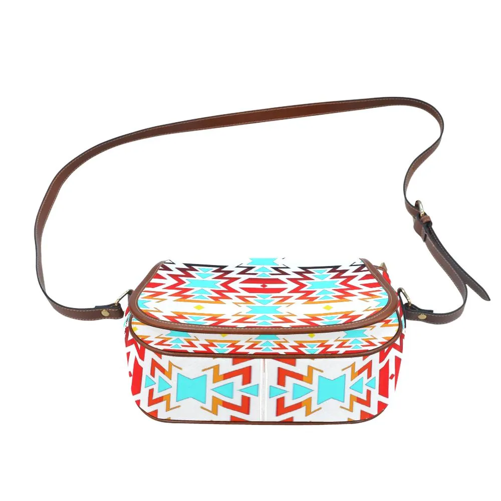 Big Pattern Fire Colors and Sky white final Saddle Bag/Small