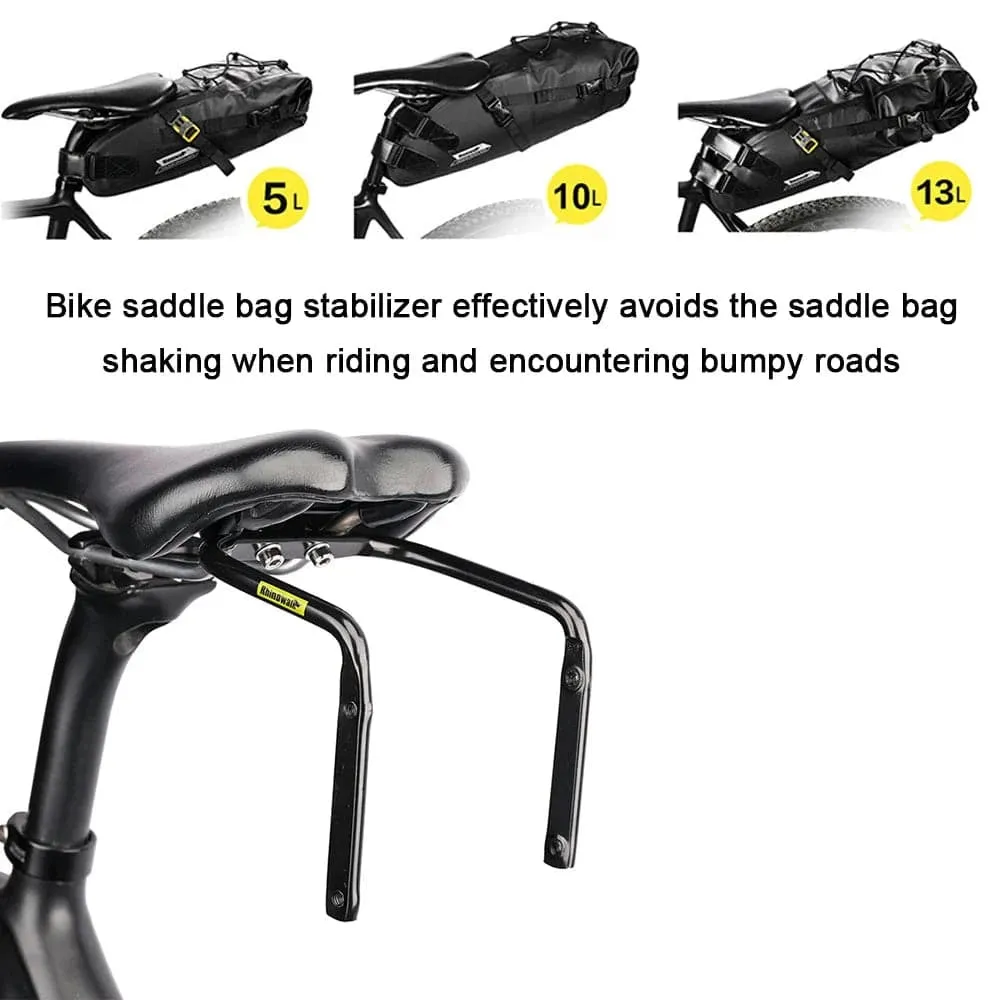 Bike Saddle Bag Stabilizer Bracket Bicycle Tail Bag Mount Rear Rack AntiSway with Bottle Cage Mounting Holes for Bike