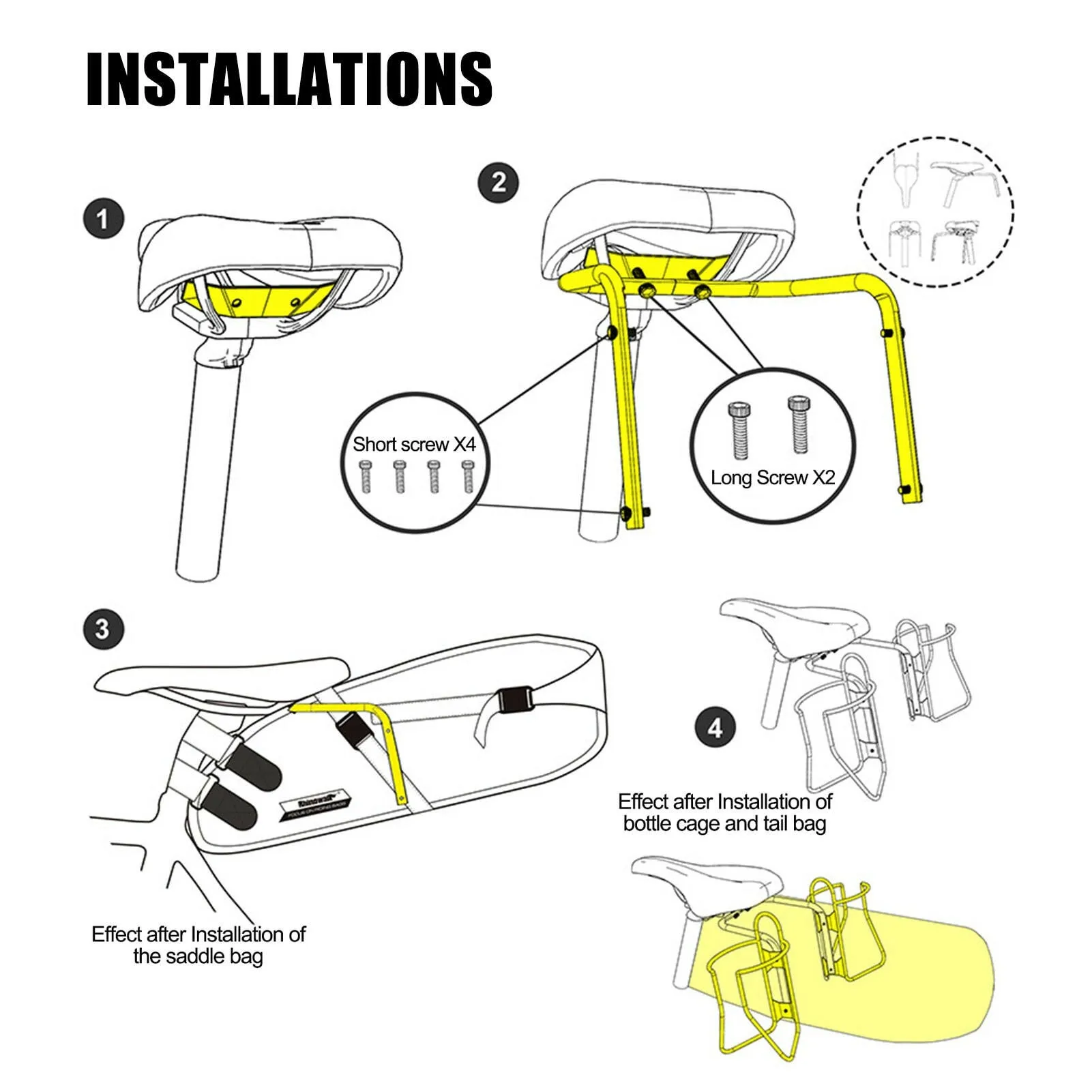 Bike Saddle Bag Stabilizer MTB Road Bike Rear Rack Bag Bracket Stand With Kettle Mounting Hole For Cycling Bicycle Accessories