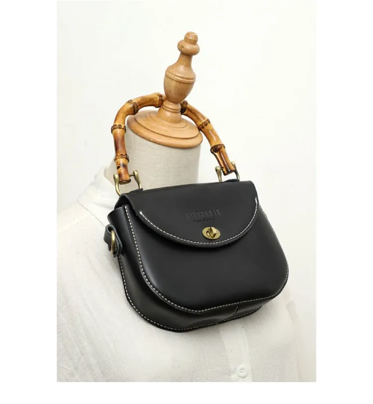 Black LEATHER Small Cute HandBag WOMEN SHOULDER BAG Saddle Crossbody Purse FOR WOMEN