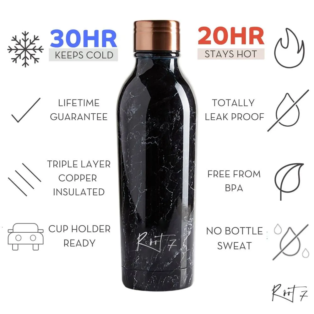 Black Marble Water Bottle