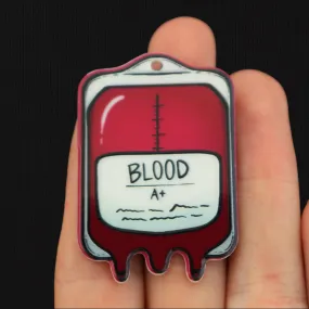 Blood IV Bag Resin Charm 2 Sided - K102