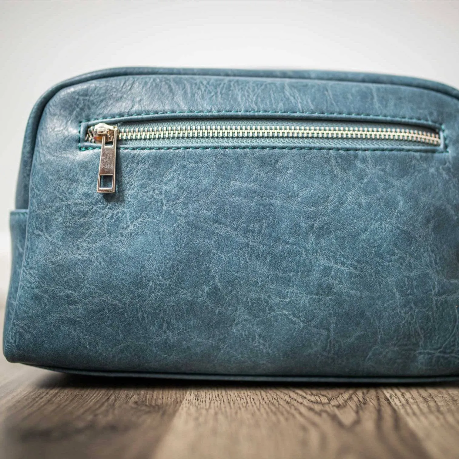 Blue Leather Toiletry Bag