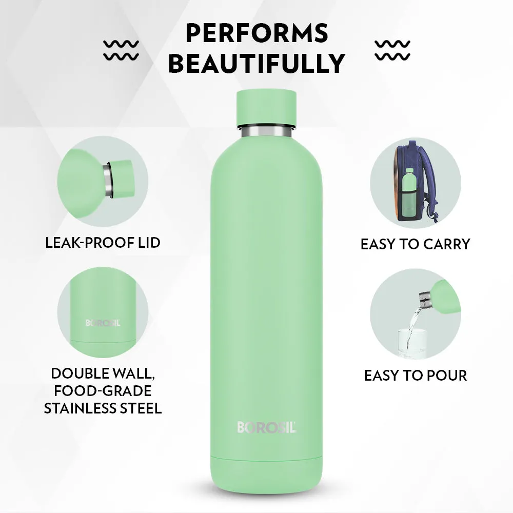 Borosil Pacific Insulated Bottle, Light Green, 700 ml