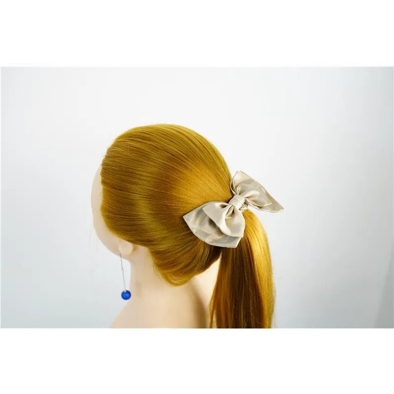 Bow Silk Scrunchies Light Beige