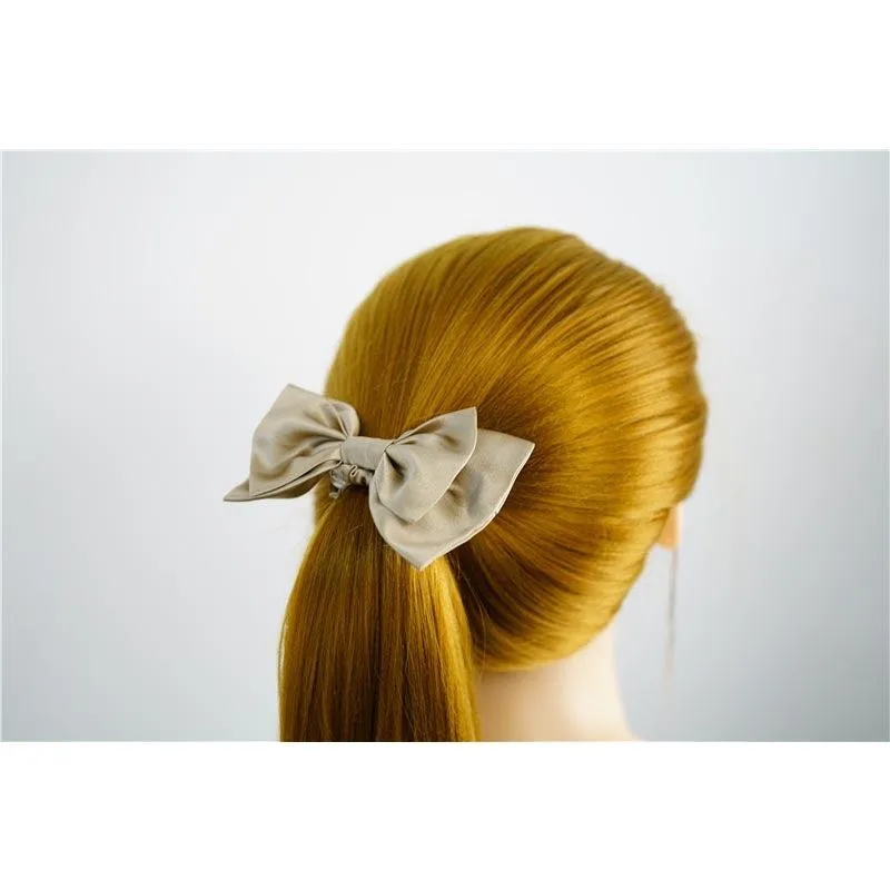 Bow Silk Scrunchies Light Beige