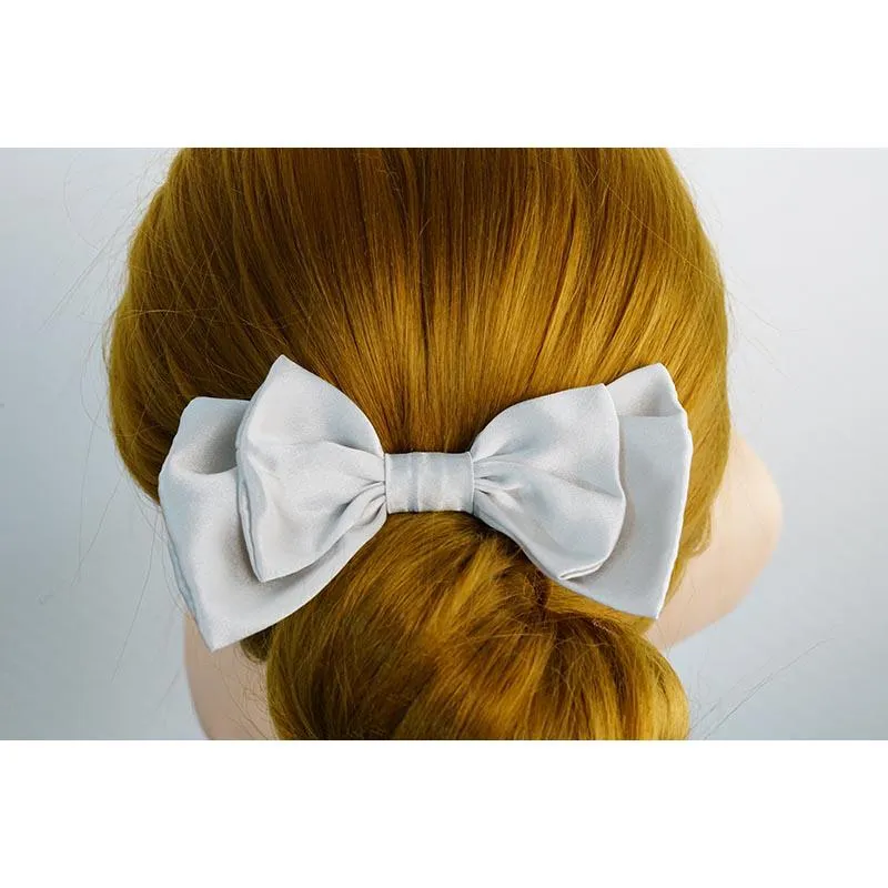 Bow Silk Scrunchies Light Grey