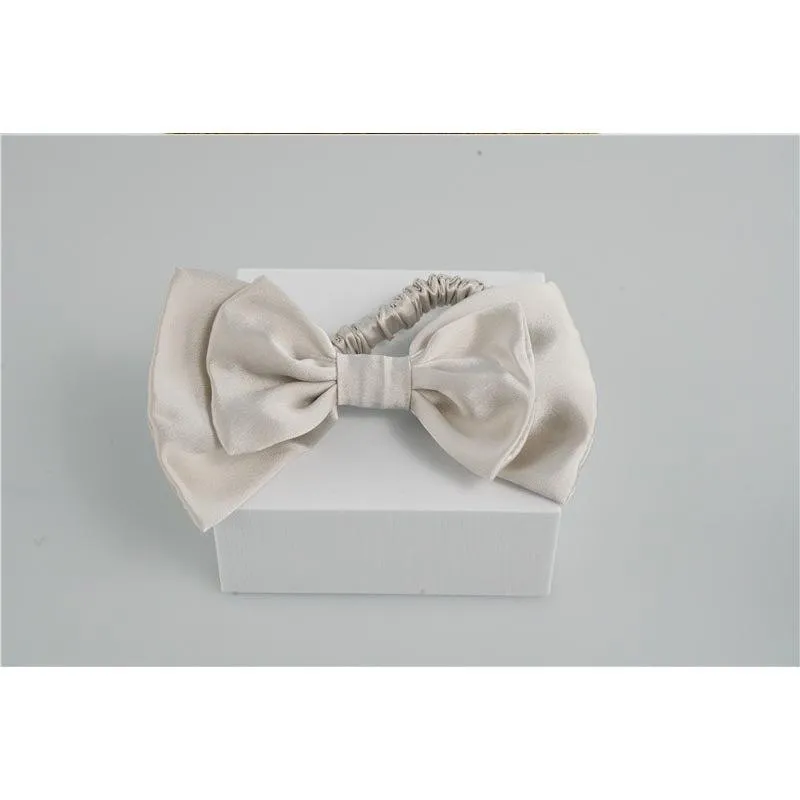 Bow Silk Scrunchies Light Grey