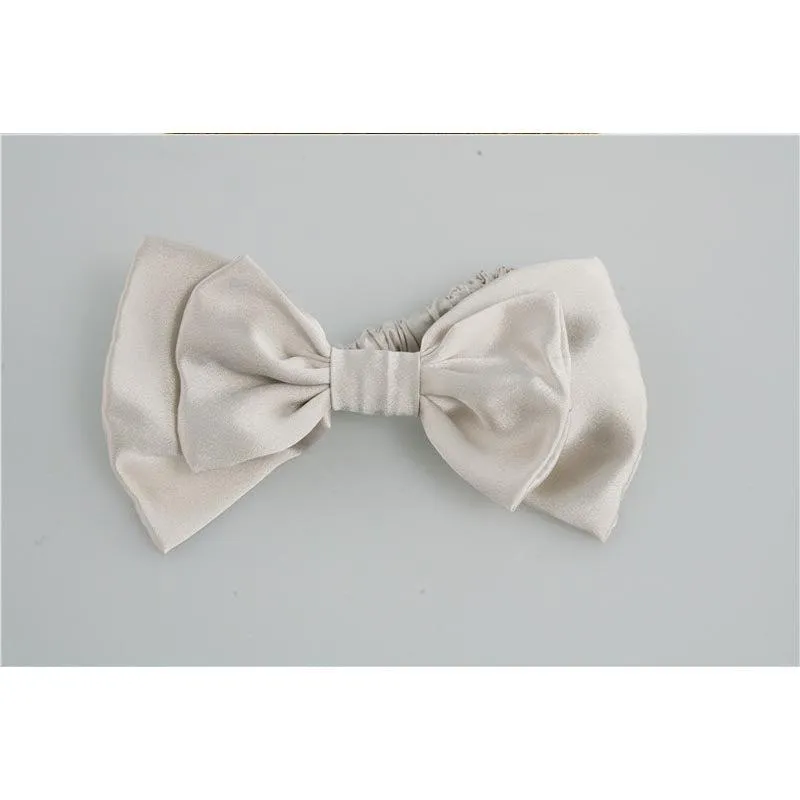 Bow Silk Scrunchies Light Grey