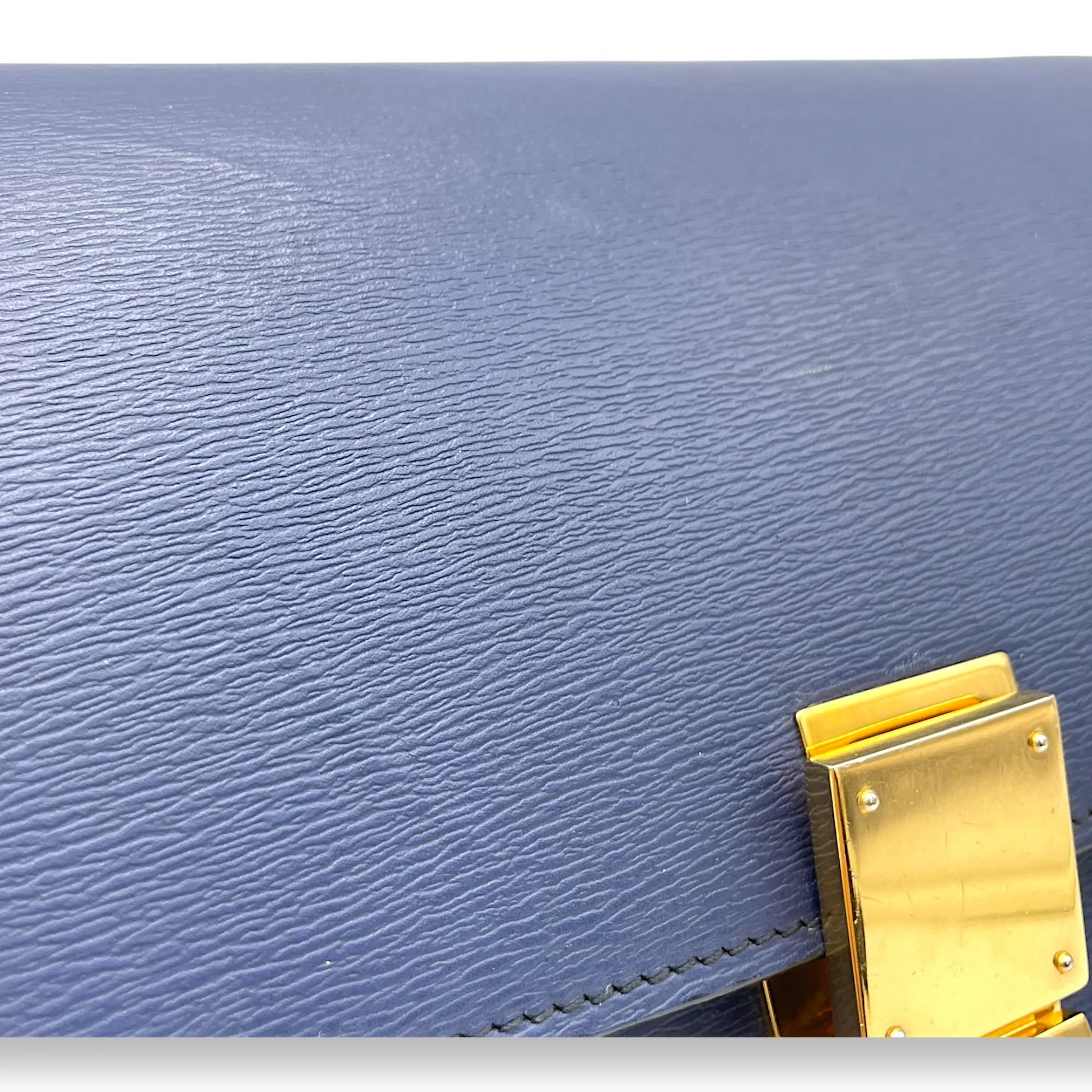 Box Medium Blue Crossbody Bag in Calfskin, Gold hardware