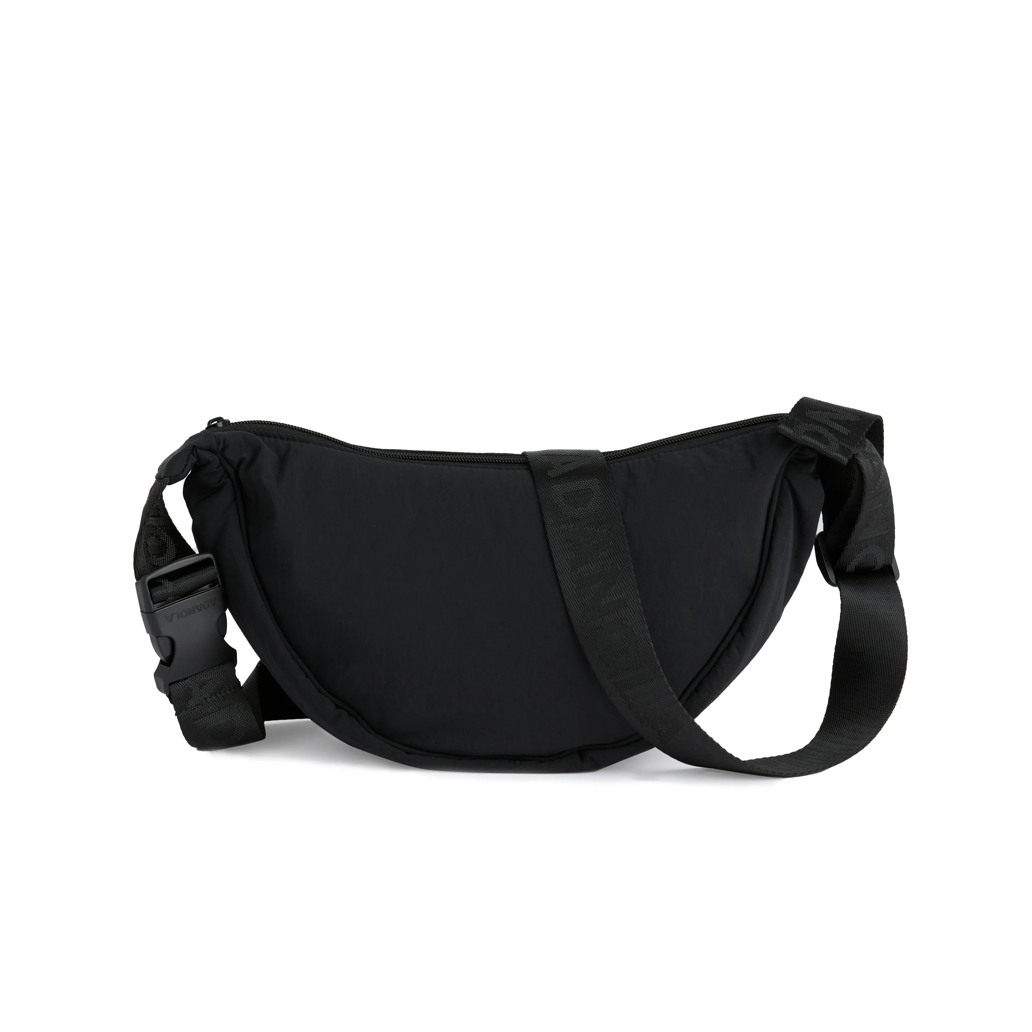 Branded Strap Crossbody Bag - Black